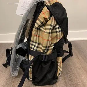 BURBERRY LONDON ENGLAND wilfin 8016965 Cream Dark Brown Black Nylon Backpack Burberry Nylon Exterior Backpack Bags & Handbags for Women  main image 4